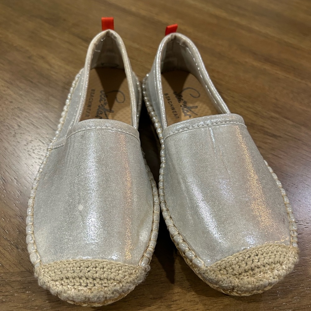 Sea Star Girl BEACHCOMBER ESPADRILLES in silver.